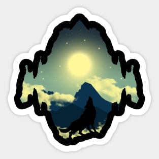 Good Night Wolf Den Nature Sticker